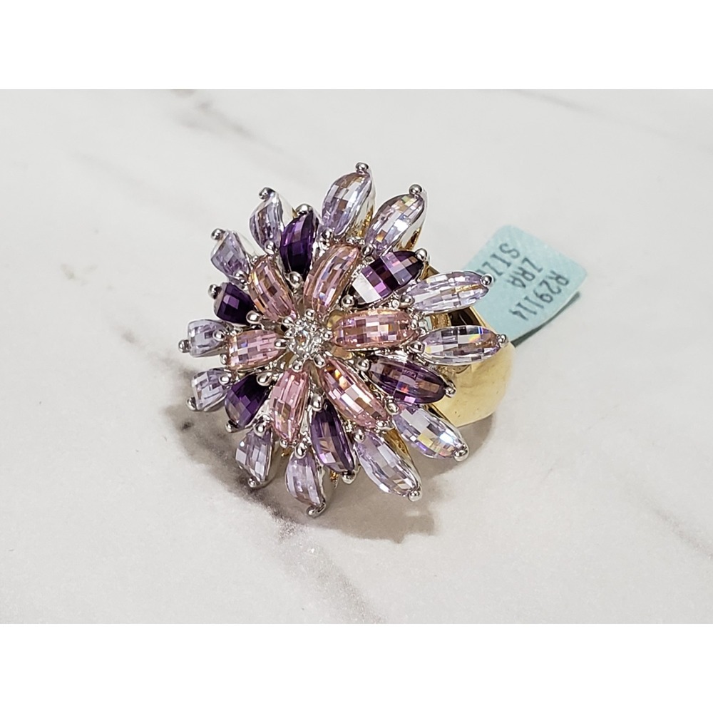 LAUREN G ADAMS Starburst Pink Purple Garden Flower Atomic Vintage Ring SIZE 9